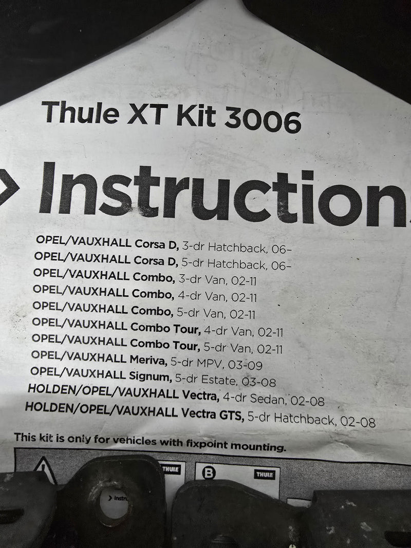 Thule Fitting Kit 3006 Pre-Owned for Vauxhall/Opel/Holden Corsa, Meriva, Signum & Vectra