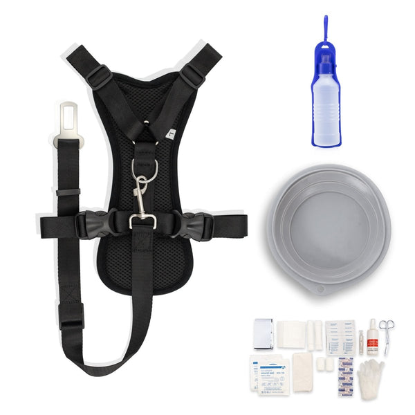 Dog Travel Kit Large (Harness, Travel Bottle, Travel Bowl, First Aid Kit)