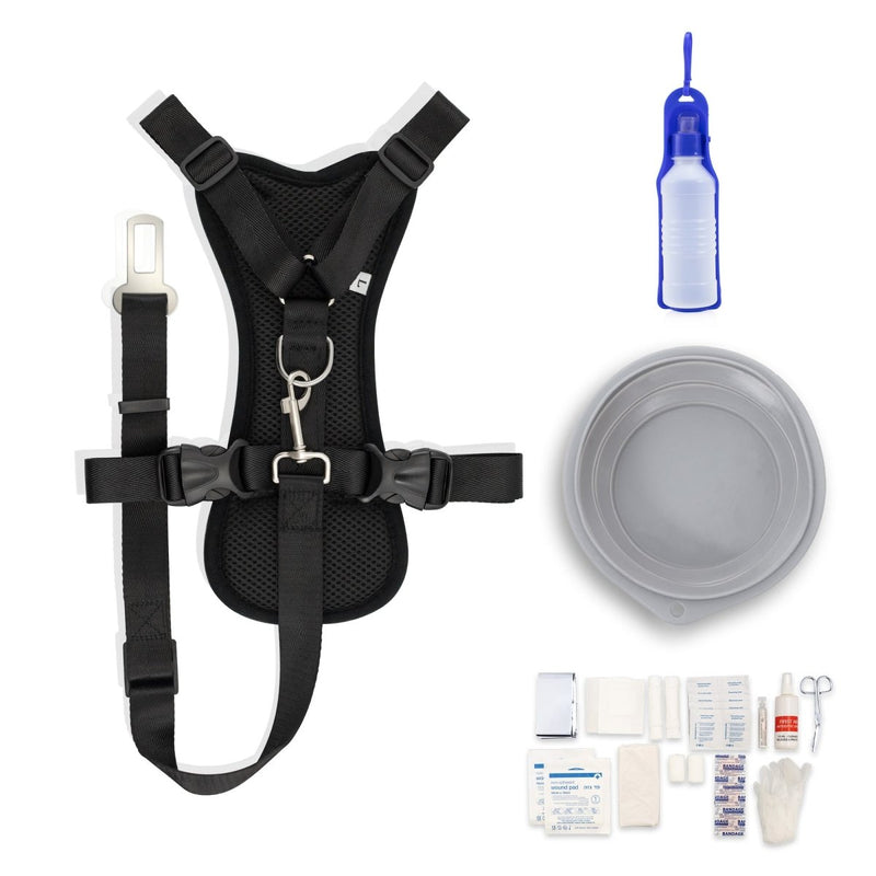 Dog Travel Kit Large (Harness, Travel Bottle, Travel Bowl, First Aid Kit)
