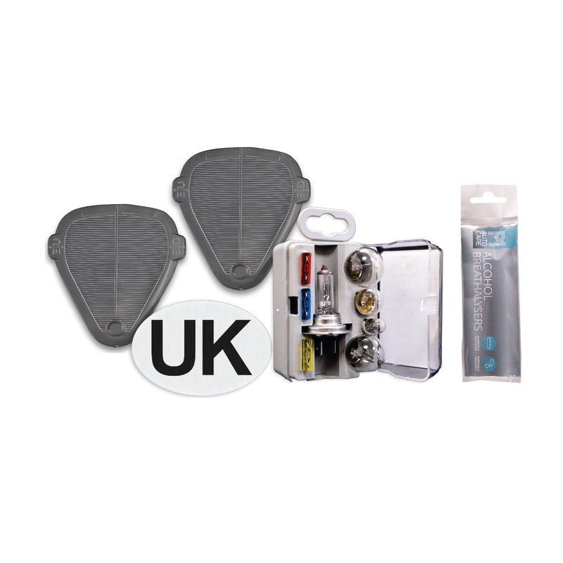 European France Driving Kit – UK Stickers, Beam Deflectors, Breathalysers & Bulb Kit