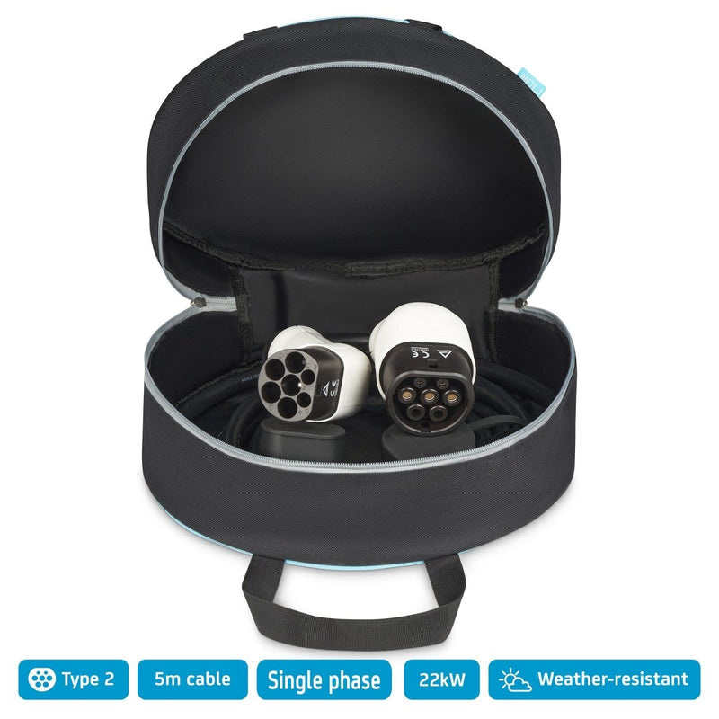 EV Charging Cable, - P1 Autocare© - 16A, 5m Long, Type 2 to Type 2 (Single Phase) Impact Resistant, IP Rated