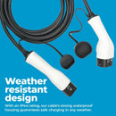 EV Charging Cable, - P1 Autocare© - 16A, 5m Long, Type 2 to Type 2 (Single Phase) Impact Resistant, IP Rated