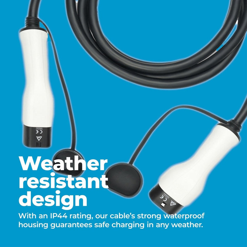 EV Charging Cable, - P1 Autocare© - 32A, 6m Long, Type 2 to Type 2 (Three Phase), Impact Resistant, IP Rated